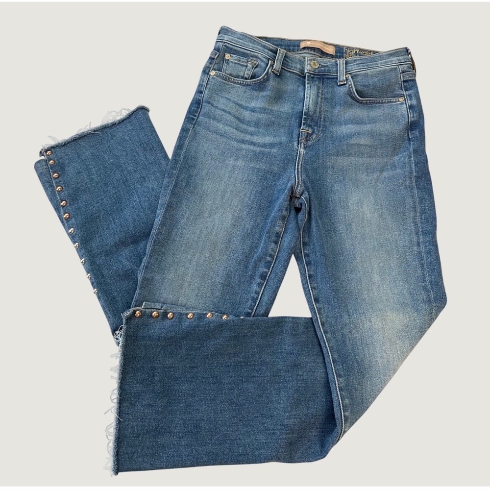 7 For All Mankind Jeans Luxe Vintage High Waist Slim Kick Studded Size 28 Blue